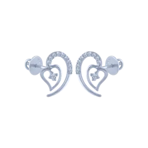 14k (585) White Gold And Diamond Stud Earrings For Women