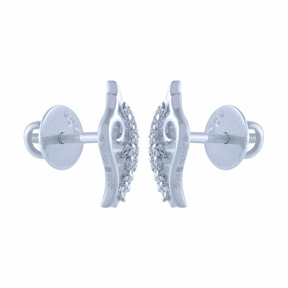 14k (585) White Gold And Diamond Stud Earrings For Women