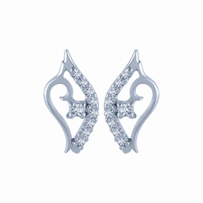 14k (585) White Gold And Diamond Stud Earrings For Women