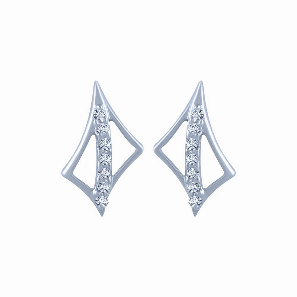 14k (585) White Gold And Diamond Stud Earrings For Women