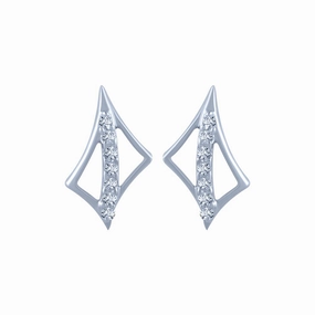 14k (585) White Gold And Diamond Stud Earrings For Women