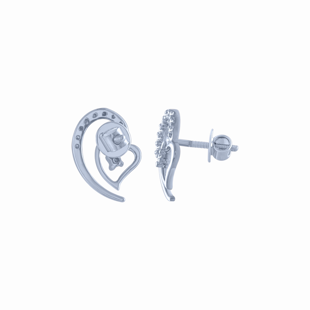 14k (585) White Gold And Diamond Stud Earrings For Women