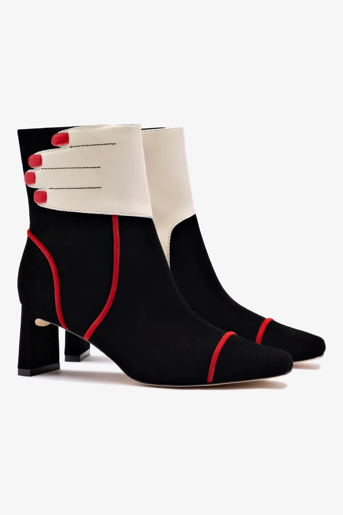 Larroud x Libertine Hand Boot In Black, Ivory and Scarlet Leather