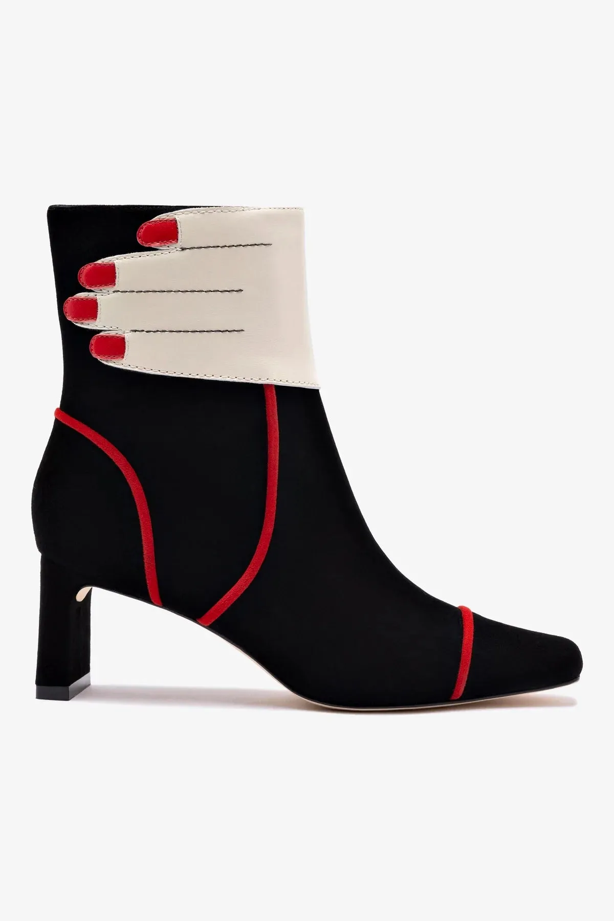 Larroud x Libertine Hand Boot In Black, Ivory and Scarlet Leather