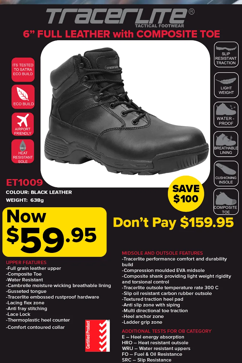 Tracerlite Men??s 6 Inch Leather Composite Toe Boots